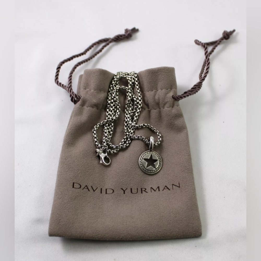 David Yurman Sterling Silver Star Amulet Pendant & 22" Sterling Chain